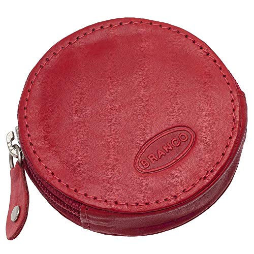 Leder Münzbörse Mini Herren Damen Geldbörse Partybörse Kleingeldbörse Minibörse Geldbeutel 111 Rindsleder Ø 6,5 cm Farbe Rot von Ledershop24