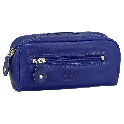 Leder Schlüsseletui Schlüsseltasche Schlüsselmappe Schlüsselbeutel mit Reißverschlussfach Farbe Royalblau von Ledershop24