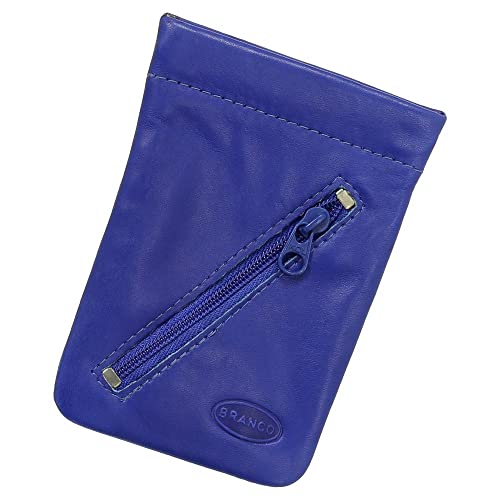 Leder Schlüsselglocke Schlüsseletui Schlüsseltasche Schlüsselmappe Schlüsselbeutel mit Reißverschlussfach Farbe Royalblau von Ledershop24