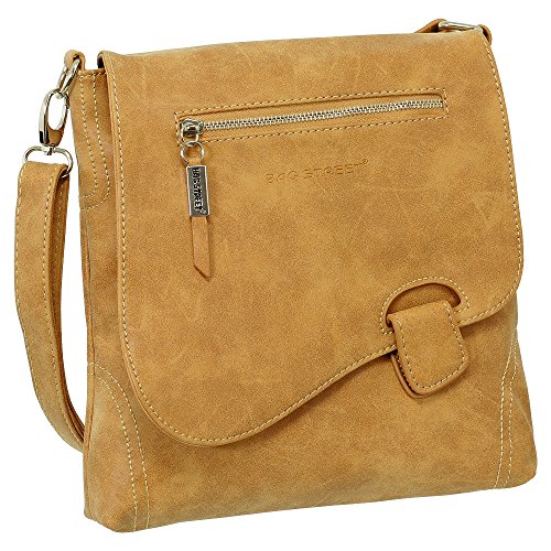 Ledershop24 Geschenkset - Handtasche Schultertasche Umhängetasche Wildleder-Imitat Used Look mit Riegelverschluss Farbe cognac von Ledershop24