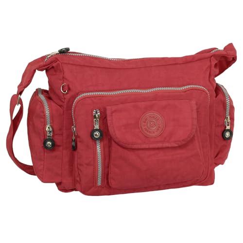 Ledershop24 Geschenkset - Leichte Damen & Herren Umhängetasche Schultertasche Sporttasche Stofftasche Farbe Rot von Ledershop24