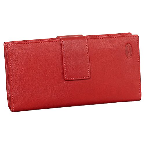 Luxus Leder Damen Geldbörse Portemonnaie Geldbeutel XXXL mit Reißverschluss 18,5 cm Farbe Rot von Ledershop24