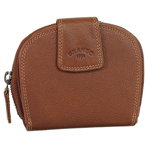 Luxus Leder Damen Geldbörse Portemonnaie Geldbeutel mit Reißverschluss 11,5 cm 70537 Farbe Cognac von Ledershop24