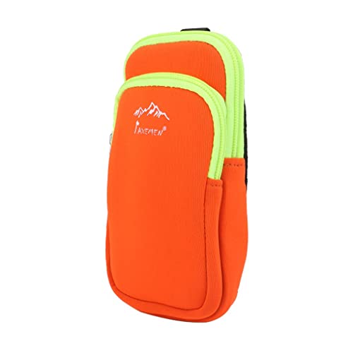 Neopren Dual Zip Pocket Pouch Tasche Handytasche für Wandern Klettern L Orange von Leeadwaey