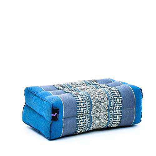 Leewadee Meditationskissen Yogakissen Yoga Block Yoga Zubehör Yoga Klotz Yoga Kissen Ökologisches Naturprodukt Thaikissen Nackenkissen, Kapok, 35 x 18 x 12 cm, Hellblau von Leewadee