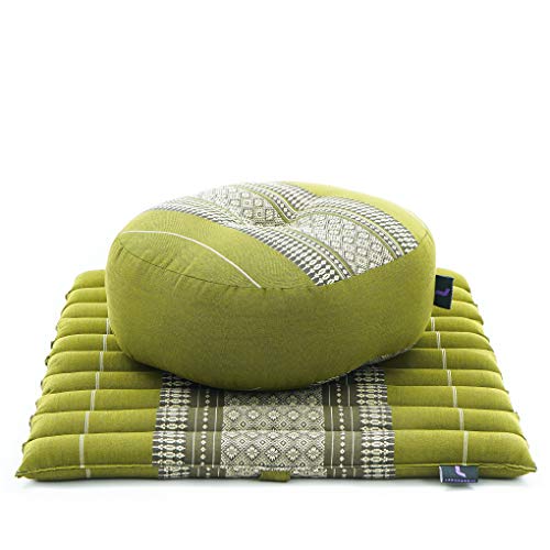 Leewadee Meditationsset Yogaset aus Meditationskissen Zafu und Kleiner rollbarer Sitzmatte Zabuton Ökologisches Naturprodukt, Kapok, Grün Leewadee Meditationsset Yogaset aus Meditationskissen Zafu und Kleiner rollbarer Sitzmatte Zabuton Ökologisches Naturprodukt, Kapok, Grün von Leewadee