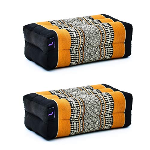 Leewadee Yoga Block 2er-Set Yogaklotz Pilates Yogakissen Meditationskissen Ökologisches Naturprodukt, 35x18x12 cm, Kapok, schwarz orange Leewadee Yoga Block 2er-Set Yogaklotz Pilates Yogakissen Meditationskissen Ökologisches Naturprodukt, 35x18x12 cm, Kapok, schwarz orange von Leewadee