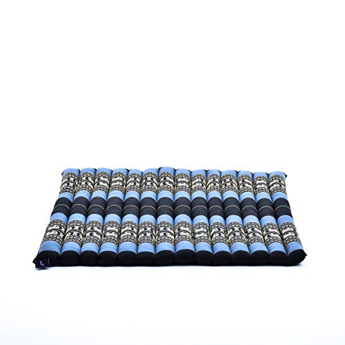 Leewadee Zabuton Rollbare Meditations-Matte Tragbare Sitzmatte Ökologisches Naturprodukt, Kapok, 70 x 70 cm, Blau von Leewadee
