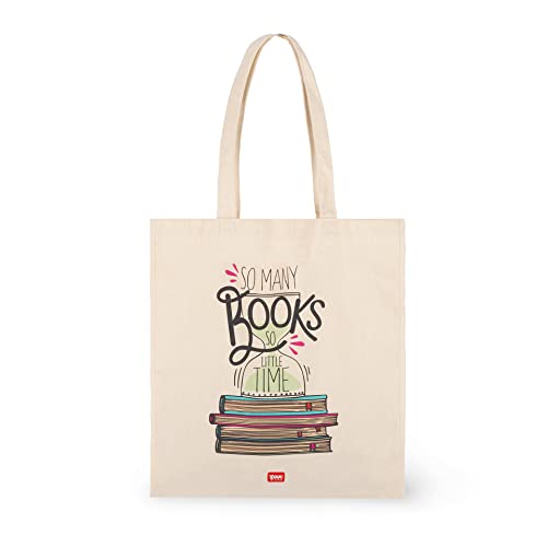 Legami - Baumwolltasche, Innentasche, mit Blas, langer Griff, umweltfreundlich, 38,5 x 42 cm, Thema Booklover, Booklover, Taglia unica, Utility von LEGAMI