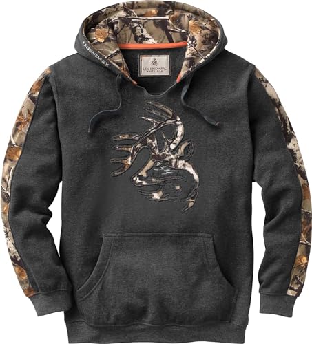 Legendary Whitetails Herren Camo Outfitter Hoodie Kapuzenpullover, Charcoal Heather, XL Tall von Legendary Whitetails