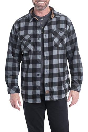 Legendary Whitetails Herren Big & Tall Navigator Fleece-Hemd mit Knopfleiste, Graphite Plaid, Größe 3XL von Legendary Whitetails