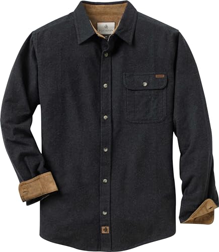 Legendary Whitetails Herren Buck Camp Flanell Langarm Plaid Button Down Freizeithemd Cordbündchen, Schwarz meliert, 4X-Groß von Legendary Whitetails