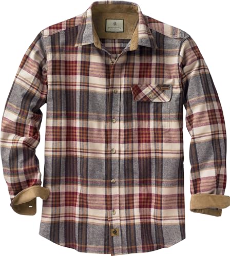 Legendary Whitetails Buck Camp Herren-Flanellhemd, langärmelig, Karohemd mit Knopfleiste, Freizeithemd für Herren mit Kordsamt-Ärmelbündchen, Herbst- und Winterkleidung, braun (Cedarwood Plaid), Größe Legendary Whitetails Buck Camp Herren-Flanellhemd, langärmelig, Karohemd mit Knopfleiste, Freizeithemd für Herren mit Kordsamt-Ärmelbündchen, Herbst- und Winterkleidung, braun (Cedarwood Plaid), Größe von Legendary Whitetails
