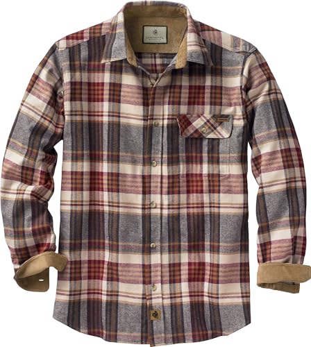 Legendary Whitetails Buck Camp Herren-Flanellhemd, langärmelig, Karohemd mit Knopfleiste, Freizeithemd für Herren mit Kordsamt-Ärmelbündchen, Herbst- und Winterkleidung, braun (Cedarwood Plaid), Größe von Legendary Whitetails