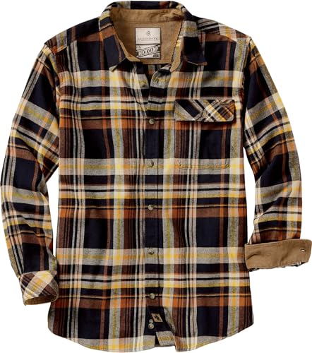 Legendary Whitetails Herren Buck Camp Flanell Langarm Plaid Button Down Freizeithemd Cordbündchen, Homestead Plaid, XL von Legendary Whitetails