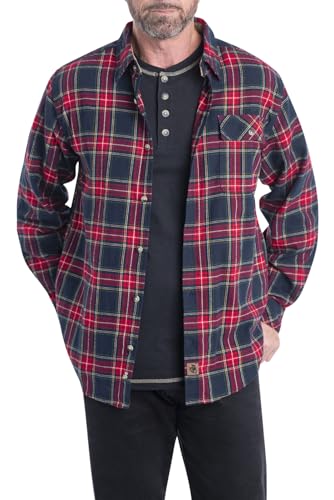 Legendary Whitetails Herren Buck Camp Flanell Langarm Plaid Button Down Freizeithemd Cordbündchen, Schottenkaro rot kariert, Klein von Legendary Whitetails