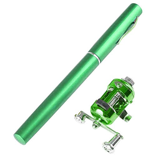 Leikance Tragbare Mini-Angelrute, Taschenangeln, Mini-Aluminiumlegierung, Angelrute für Outdoor-Angeln, SO02391056_GN55SO02391056_GN, grün, 20.5-98cm von Leikance