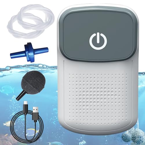 Aquarium Luftpumpe: USB Aufladbar Sauerstoffpumpe Tragbare Aquarium Luftpumpe Ultra Leise Aquarium Sauerstoffpumpe 1.54L/min Durchfluss Aquarium Luftsprudler Mit Zubehör, Geeignet für Outdoor Fischen von Leikurvo
