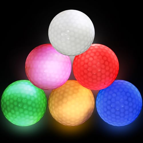 LED Golfbälle Leuchtende Golfbälle, 6 Stück Light Up Golfbälle Nacht Golfball LED Leuchtet Golf Übungsbälle Leuchtgolfbälle für Nachttraining&Langstreckenschüsse(Rot Gelb Grün Blau Weiß Pink) LED Golfbälle Leuchtende Golfbälle, 6 Stück Light Up Golfbälle Nacht Golfball LED Leuchtet Golf Übungsbälle Leuchtgolfbälle für Nachttraining&Langstreckenschüsse(Rot Gelb Grün Blau Weiß Pink) von Leikurvo