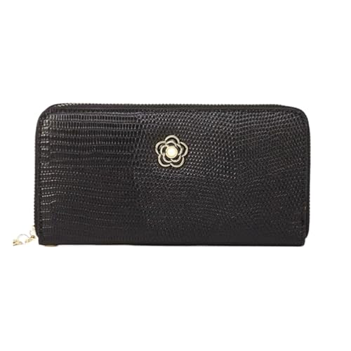 Lejdi Business-Geldbörsen Damen Geldklammern Kartenetuis aus echtem Leder Geldbörsen Blocking Wallet Geld-Organizer Handtaschen(Black) von Lejdi