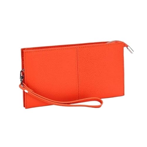 Lejdi Geldbörsen Geld-Organizer Handtaschen Geldklammern for Damen Kartenetuis aus echtem Leder 7,9 Zoll(Orange) von Lejdi