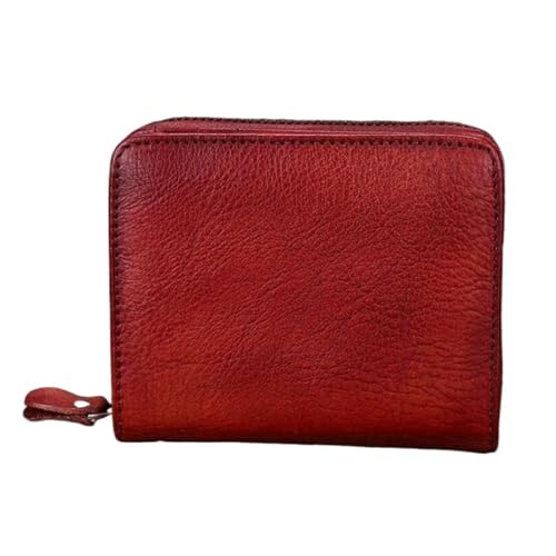 Lejdi Retro Kleine Kartenetuis Damen Geldklammern Geldbörsen Echtleder Geldbörsen Handtaschen Geld Organizer(Red) von Lejdi