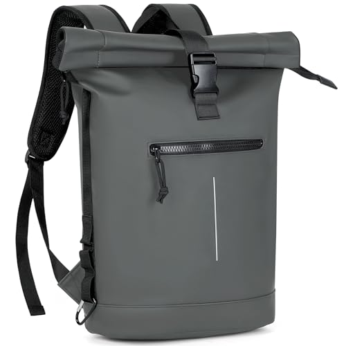 Lekeinchi Rolltop Rucksack Wasserdicht für Damen & Herren, Großer Laptop Rucksack mit Computerfach für 17 Zoll Laptop, Elegant Reiserucksack Daypack für Reisen, Radfahren, Uni Schule-Grau Lekeinchi Rolltop Rucksack Wasserdicht für Damen & Herren, Großer Laptop Rucksack mit Computerfach für 17 Zoll Laptop, Elegant Reiserucksack Daypack für Reisen, Radfahren, Uni Schule-Grau von Lekeinchi