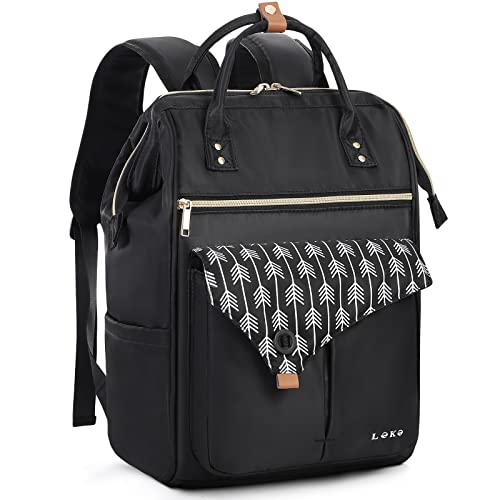 Lekesky Rucksack Damen Arbeitsrucksack Daypack wasserdichte für Uni/Reisen/Business/Arbeit, Schwarz von Lekesky