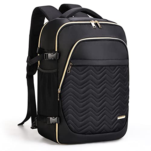 Lekespring Große Rucksack Handgepäck für Damen, 17 Zoll Laptop Rucksack Reiserucksack Business Rucksack mit 6 Teilige Kleidertaschen für Urlaub Business Arbeit Reisen, Schwarz Gesteppt Lekespring Große Rucksack Handgepäck für Damen, 17 Zoll Laptop Rucksack Reiserucksack Business Rucksack mit 6 Teilige Kleidertaschen für Urlaub Business Arbeit Reisen, Schwarz Gesteppt von Lekespring