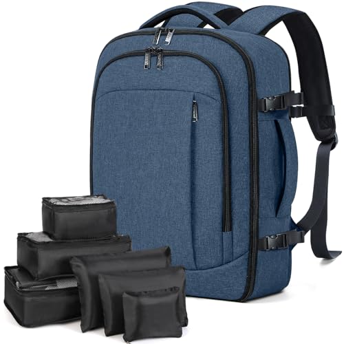 Lekespring Rucksack Herren Laptop Rucksack Reiserucksack Handgepäck Business Rucksack Travel Backpack mit 6 Teilige Kleidertaschen für Urlaub Business Arbeit Reisen, Blau Lekespring Rucksack Herren Laptop Rucksack Reiserucksack Handgepäck Business Rucksack Travel Backpack mit 6 Teilige Kleidertaschen für Urlaub Business Arbeit Reisen, Blau von Lekespring