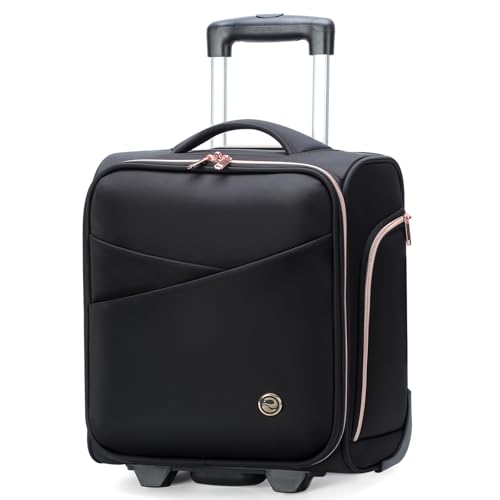 Lekespring Laptop Trolley Business asst bis zu 14 Zoll Laptop Aktenkoffer mit Rollen, Nylon Wasserabweisende Rollende Aktentasche Reisekoffer Handgepäck für Reisen/Business, Schwarz von Lekespring