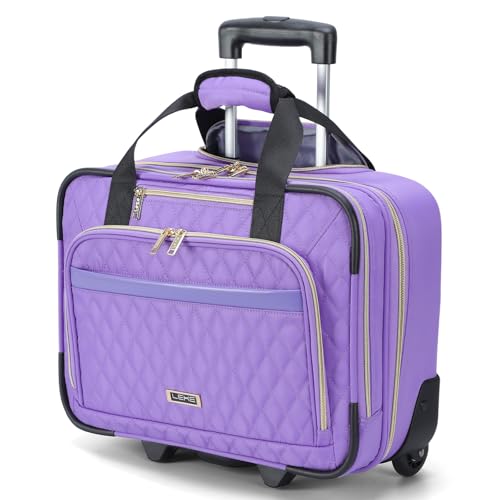 Lekespring Laptop Trolley Business mit Rolling Rädern, Stylische Wasserdicht Handgepäck Koffer Organizer mit 15.6 Zoll Laptopfach, Rollkoffer Aktenkoffer für Reisen/Business/Damen, Lila von Lekespring