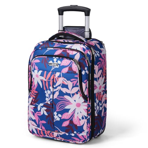 Lekespring Rollrucksack für Erwachsene, 43,2 cm (17 Zoll), wasserdicht, Handgepäck, Trolley, Laptop-Rucksack mit Rädern, Blume, 17 Inch von Lekespring