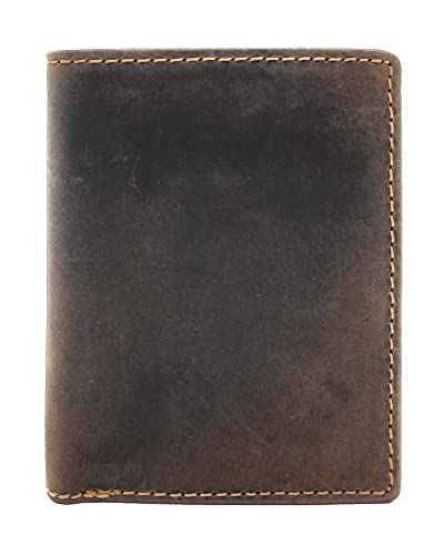 Jockey Club echt Leder Geldbörse Portemonnaie Geldbeutel mit RFID NFC Schutz Vintage (Dunkelbraun) von Lemasi