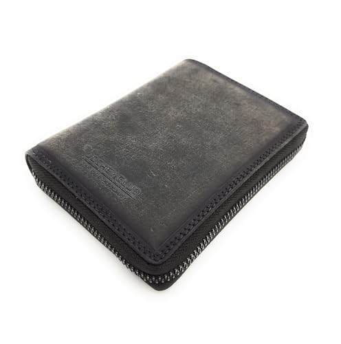 Lemasi rustikale echt Leder Geldbörse Portemonnaie mit RFID Schutz und umlaufenden Reißverschluss von Lemasi