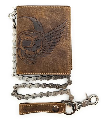 echt Leder Biker Geldbörse Massive Fahrrad-Kette Portemonnaie Totenkopf RFID Schutz Wing of Hell echt Leder Biker Geldbörse Massive Fahrrad-Kette Portemonnaie Totenkopf RFID Schutz Wing of Hell von Lemasi