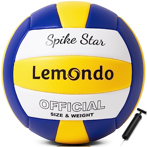 lemondo Volleyball PU Leder Weich Soft Touch Wasserfest Beachvolleyball mit Pumpe Indoor Outdoor Wasserball Ball für Spiel Pool Strand Bälle Sommergeschenk von lemondo