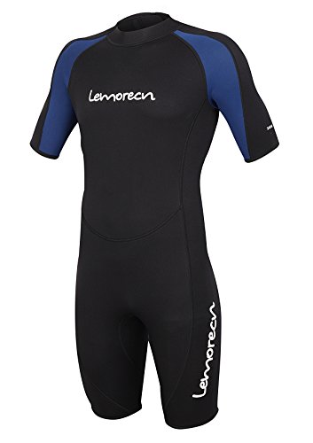 Lemorecn Wetsuits Premium Neopren-Tauchanzug für Erwachsene, 3 mm, Shorty-Overall (UK3035blackblue-XL) von Lemorecn