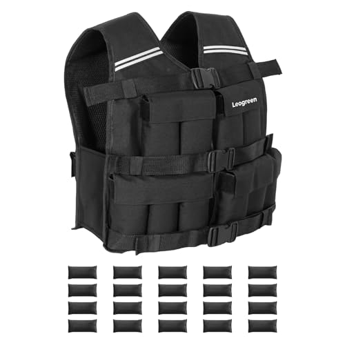 Leogreen Gewichtsweste 10kg/20kg, Verstellbare Trainingsweste mit 20 Herausnehmbare Gewichtspackungen, Reflektierenden Streifen, Weight Vest Damen & Herren für Laufen, Krafttraining (Schwarz, 10kg) Leogreen Gewichtsweste 10kg/20kg, Verstellbare Trainingsweste mit 20 Herausnehmbare Gewichtspackungen, Reflektierenden Streifen, Weight Vest Damen & Herren für Laufen, Krafttraining (Schwarz, 10kg) von Leogreen