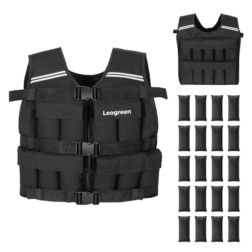 Leogreen Gewichtsweste 10kg/20kg, Verstellbare Trainingsweste mit 20 Herausnehmbare Gewichtspackungen, Reflektierenden Streifen, Weight Vest Damen & Herren für Laufen, Krafttraining (Schwarz, 20kg) Leogreen Gewichtsweste 10kg/20kg, Verstellbare Trainingsweste mit 20 Herausnehmbare Gewichtspackungen, Reflektierenden Streifen, Weight Vest Damen & Herren für Laufen, Krafttraining (Schwarz, 20kg) von Leogreen