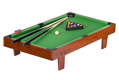 Leomark Billard aus Holz - Mini Tisch - Billardtisch mit 2 Queues, Holzoptik, für Kinder, Mit Zubehör, Dim: 91,5 (Länge) x 51 x 20 cm von Leomark