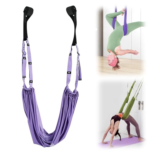 Aerial Yoga Seil, 2024 Neu Aerial Yoga Hängematte, Yogagurt Beinstretcher Stretching Band Dehnungsband, Yoga Hängematte für Yoga Ballett Pilates Gymnastik Flexibilität Training, Yoga Zubehör (Lila) Aerial Yoga Seil, 2024 Neu Aerial Yoga Hängematte, Yogagurt Beinstretcher Stretching Band Dehnungsband, Yoga Hängematte für Yoga Ballett Pilates Gymnastik Flexibilität Training, Yoga Zubehör (Lila) von Lergas
