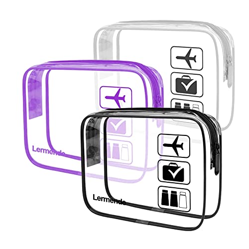 Lermende Kulturbeutel, transparent, TSA-geprüft, Reisetasche, Handgepäck für Reisen, Flughafenzubehör, konforme Tasche, Quartgröße, Make-up-Kosmetiktasche, für Damen und Herren, Schwarz, Grau, Lila, 3 Lermende Kulturbeutel, transparent, TSA-geprüft, Reisetasche, Handgepäck für Reisen, Flughafenzubehör, konforme Tasche, Quartgröße, Make-up-Kosmetiktasche, für Damen und Herren, Schwarz, Grau, Lila, 3 von Lermende