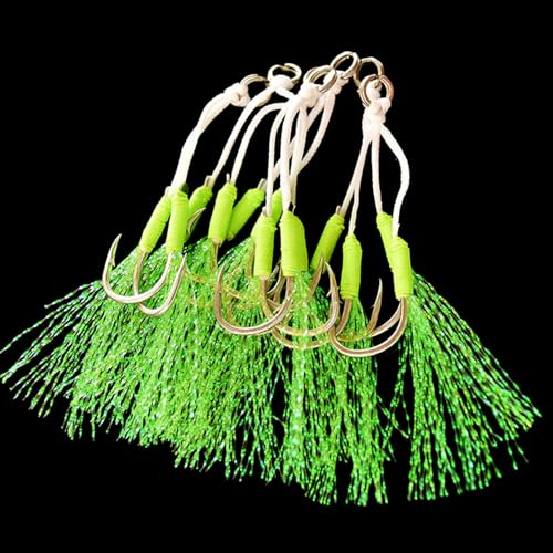 Lerpwige 20-teilige Doppel Angelhilfshaken Kits Kleine Jigs Jigging Haken Assist Rigs Kreise Haken Langsam Schnell Fallen Jigs Angelhaken von Lerpwige