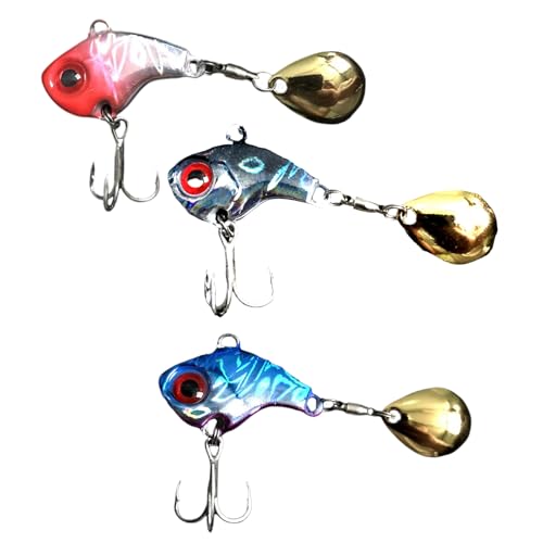 Lerpwige 3Pcs Angeln Löffel Lockt Metall Köder Fisch Köder Set Trout Casting Spinner Löffel Fisch Köder Stahl Drillinge Angelhaken von Lerpwige