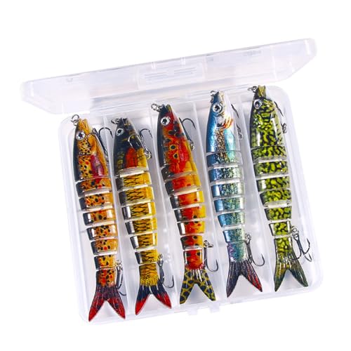 Lerpwige 5Pcs Angeln Köder Wobbler Muti Abschnitt Jointed Casting Weiche Köder Drillinge Crankbait Sinking Tackle Schwimmen Lockt von Lerpwige