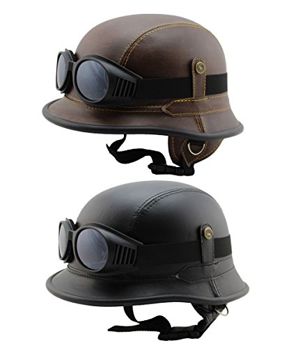 Motorrad Schutzhaube Kappe, Army Chopper, Moped, Mofa Helm, Leder Optik Braun, Gr.XL Wehrmacht von Lestarie