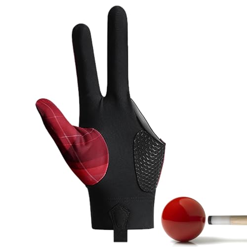 3-Finger-Billardhandschuhe, Billard-Handschuhe, Pool-Queue-Handschuhe, Damen und Herren, Handschuhe für Billard-Training, Drei-Finger-Pool-Queue-Handschuh für linke rechte Hand, Weinrot von Lesunbak