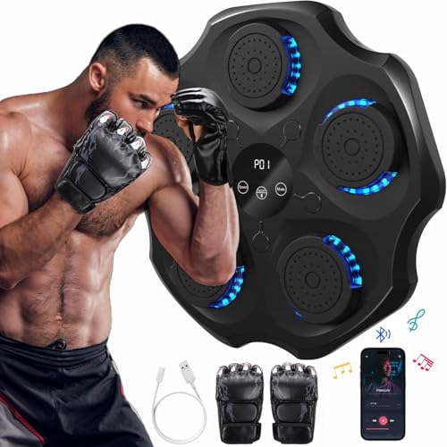 LeuKoles Music Boxing Machine mit Boxhandschuhen,Extra großer Stil Intelligenter Boxtrainer mit Bluetooth, Elektronische Boxmaschine zur Wandmontage mit 9Geschwindigkeitsmodi und Zählmodus von LeuKoles