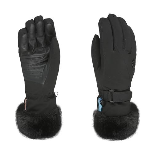 Level Jolie W Skihandschuhe Damen mit Verstellbarem Riemen, Thermo Winterhandschuhe Wasserdicht und Atmungsaktiv mit Pelzmanschette, Damen Schneekleidung für Skifahren und Snowboarden 1 Paar von Level